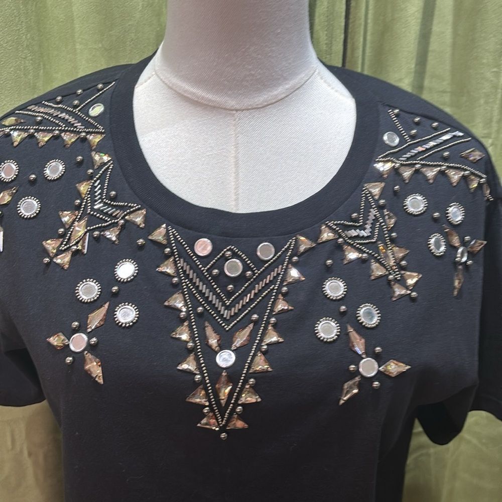 Sandro Embellished Black Top, S - Picture 6 of 11